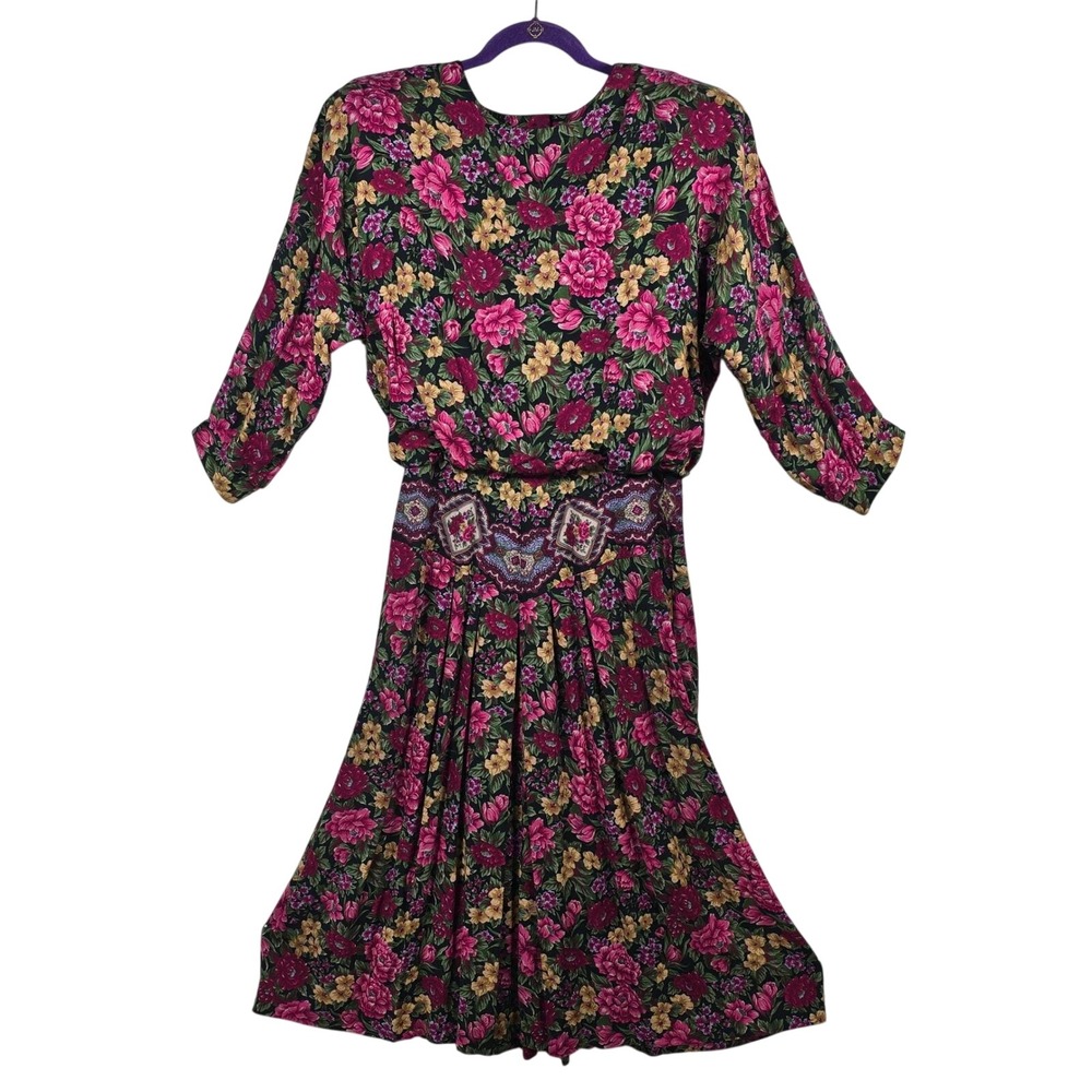 Vintage REO Originals Floral Secretary Dress Union Made USA Multicolor Size 12